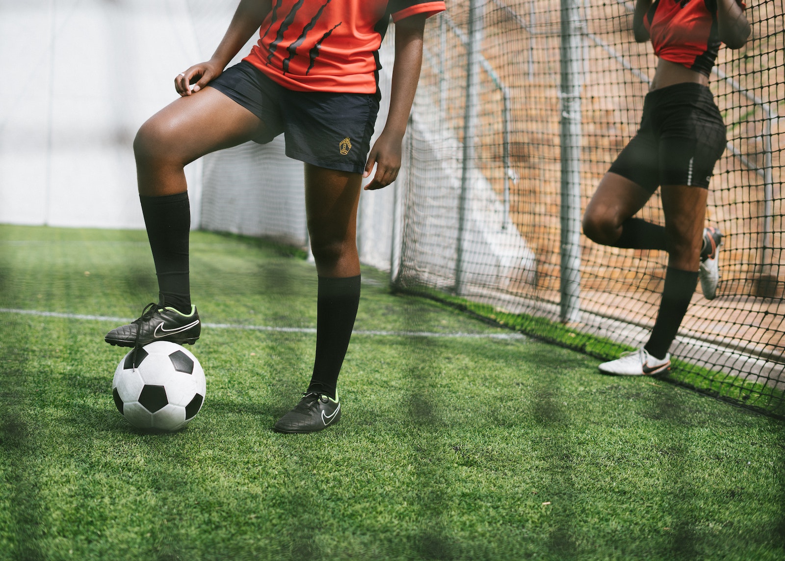 Anonymous women soccer players in training